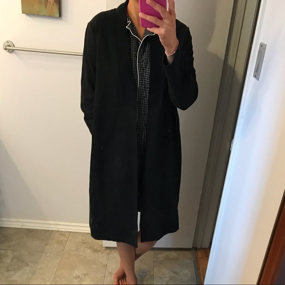 COS Long Black Open Front Cardigan - Medium